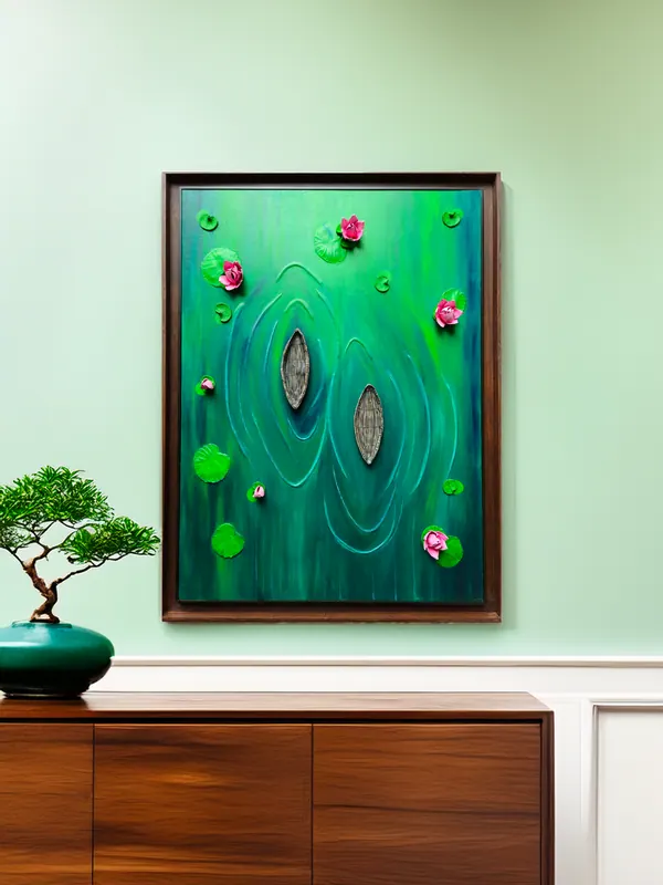 Whispering Lake, ceramic by Simpy Bansal — in the room